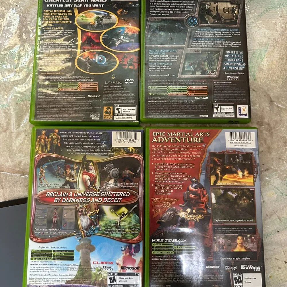 Lot of 4 Xbox Cases Star Wars: Battlefront II Republic Commando Sudeki Jade Empi